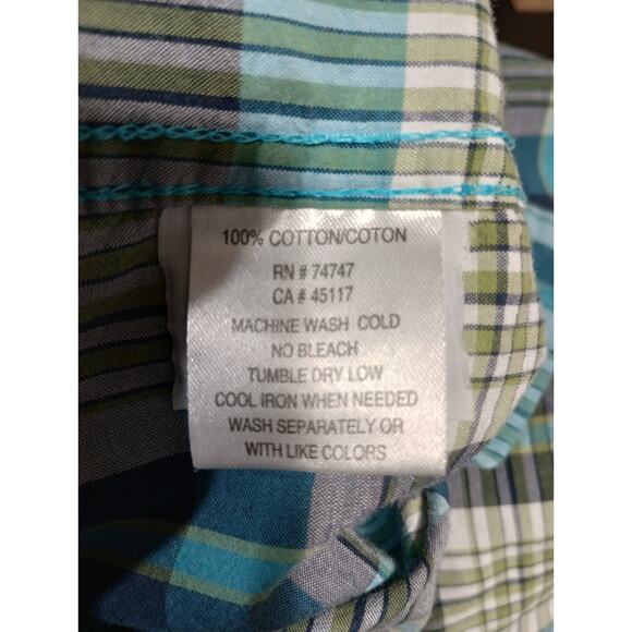 Red Head Shirt Men's Size 2xl Button Front Short‎ Sleeve Blue Plaid - Picture 5 of 6